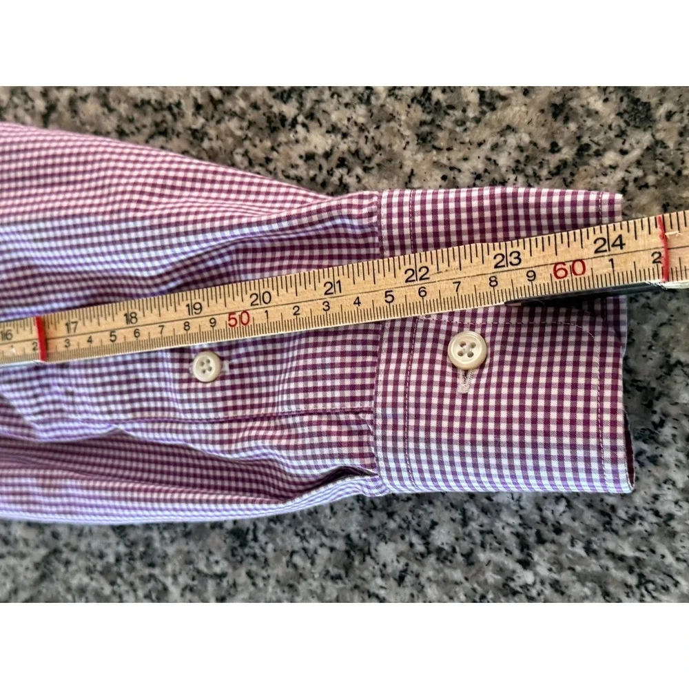 Polo Ralph Lauren Shirt Mens 17.5 34/35 Purple Gingham L/S pony on bottom